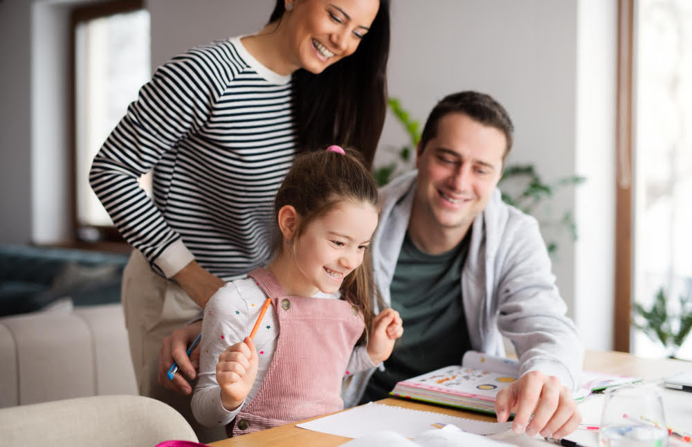 Parents with school girl