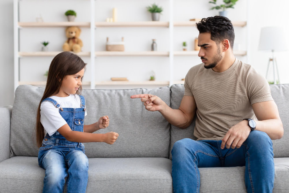 child mad with parents