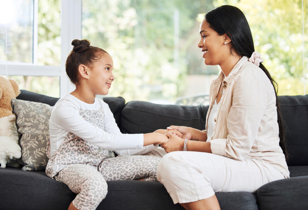 mother listening to child